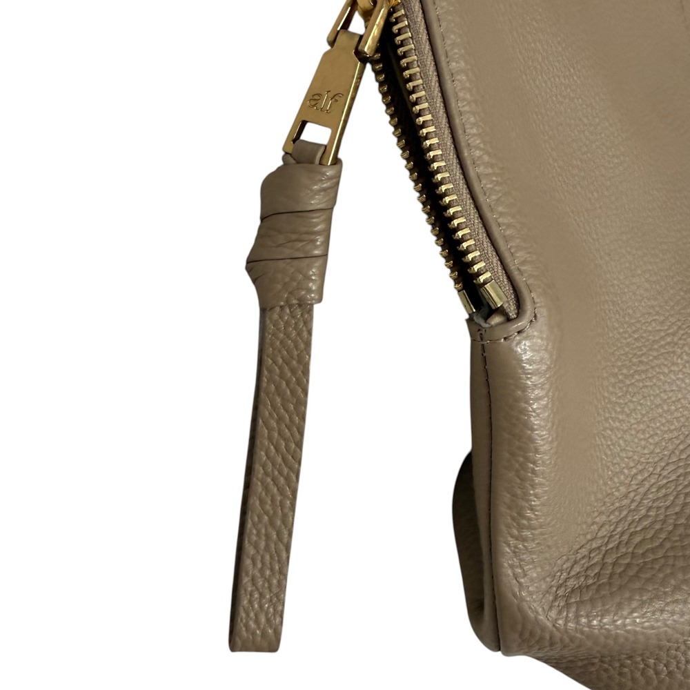 Alf the Label Leather Clutch Bag Grande Taupe Pebbled Gold Ring Ripple Carabiner - Picture 3 of 14